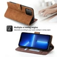 thumbnail image 4 of SaniMore for iPhone 14 Plus 6.7" 2022 Wallet Case, [Removeable Wrist Strap][Zipper Cash Pocket + Card Slots] Flip Kickstand Full Protective Magnetic Closure Retro Cover for iPhone 14 Plus, Brown, 4 of 7