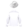 thumbnail image 2 of MSemis Kids Boys Shiny Sequin Hip-Hop Jazz Choir Shirt and Hat Dance Outfits White 11-12, 2 of 7