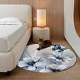 thumbnail image 2 of Round Rugs 4Ft, Elegant Floral Round Area Rug Washable Indoor Throw Carpet, Modern Rustic Blue Butterfly Flowers Soft Non Slip Circle Rug for Kitchen Nursery Room Home Decor Aesthetic, 2 of 8