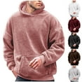 thumbnail image 6 of Mens Fuzzy Sherpa Hoodie Sweatshirts Long Sleeve Loose Cozy Pullover Tops Winter Warm Hooded Outwear with Pocket, 6 of 6
