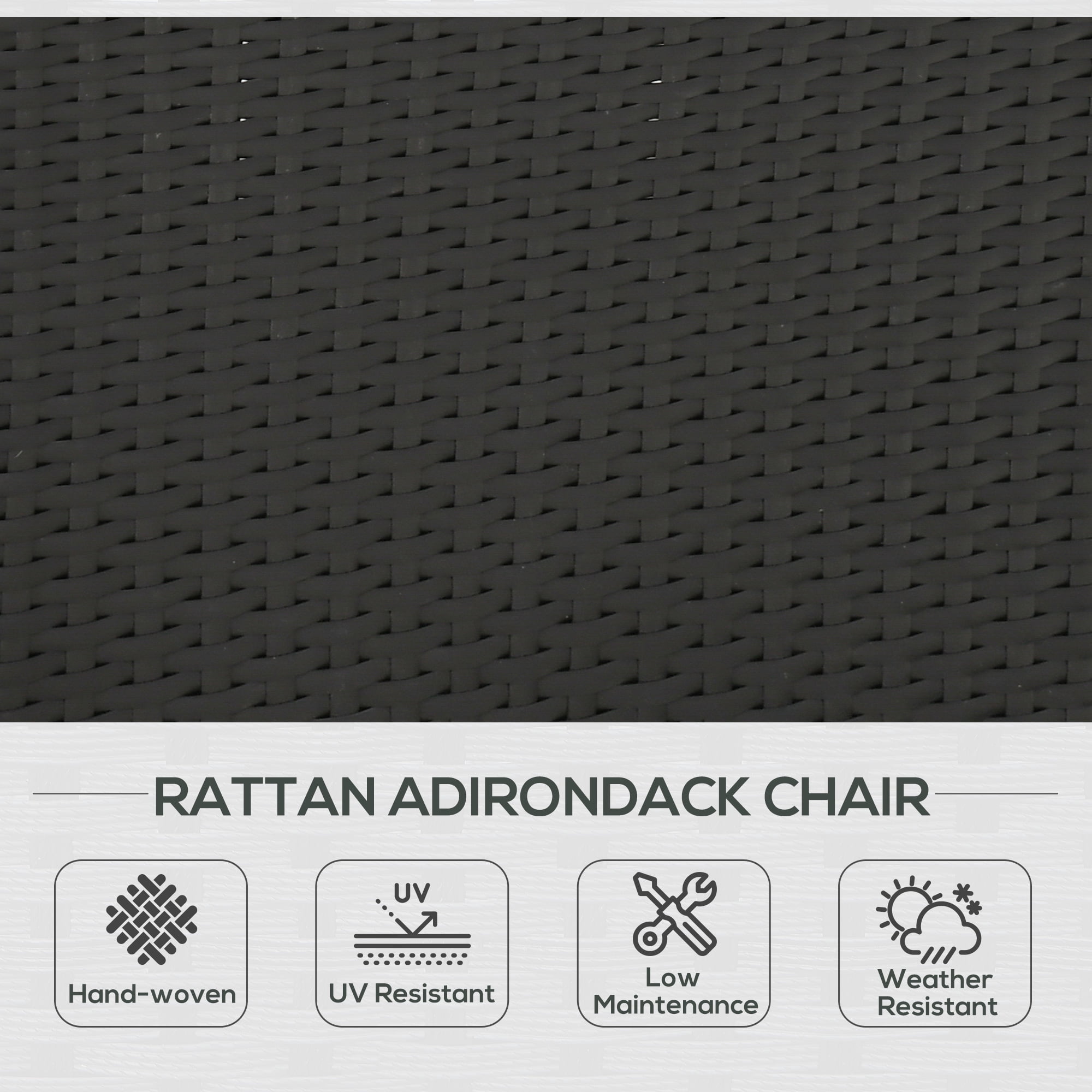 Outsunny Patio Wicker Adirondack Chair, Outdoor All-Weather Rattan Fire Pit Chairs w/ Soft Cushions, Tall Curved Backrest, and Comfortable Armrest for Deck or Garden, Cream White