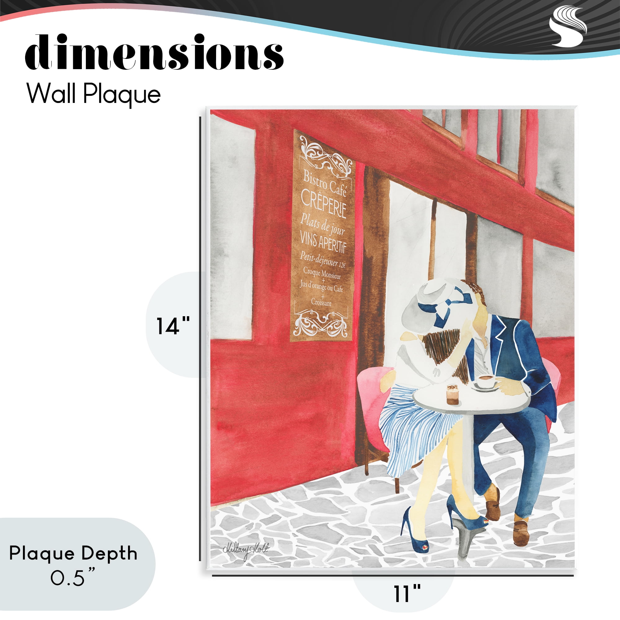 Stupell Industries Kiss At Parisian Cafe Wall Plaque Art, design by Hillary Holt