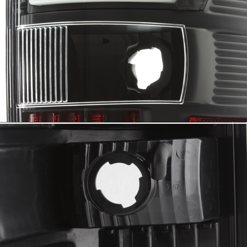 AKKON - For 2004 2005 2006 2007 2008 Ford F150 LED Tube Black Tail Lights Brake Lamps Replacement Set