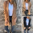 thumbnail image 2 of Lady Winter Coat Single-breasted Turn-down Collar Mid Length Overcoat Long Sleeves Pure Color Warm Fake Pocket Outerwear Jacket, 2 of 8