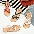 thumbnail image 6 of Ataiwee Women's Flat Slide Sandals - Casual Multiple Straps Criss Cross Thong Flat Summer Shoes., 6 of 7
