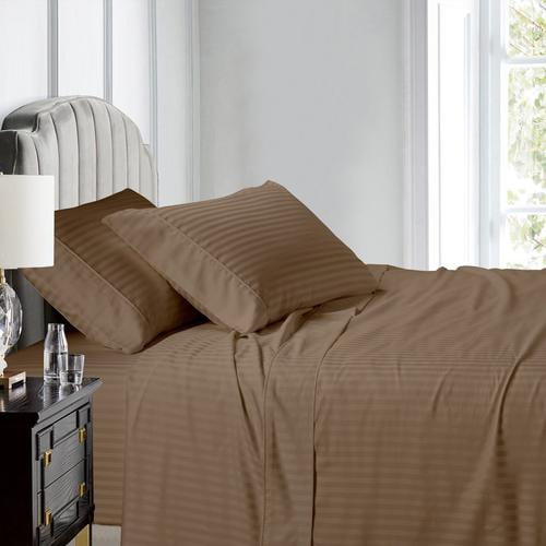 Luxury 100 Cotton 600 Thread Count Sheets Damask Striped Bed Sheets