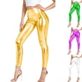 thumbnail image 5 of Women's High Waisted Metallic Leggings Stretch Shiny Party Club Pants, 5 of 5