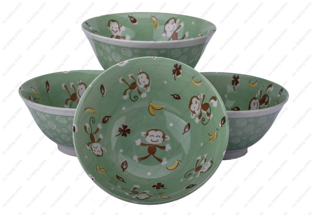 4 1/4 Inch Yellow Baby Monkey Design Japanese Rice Bowl 