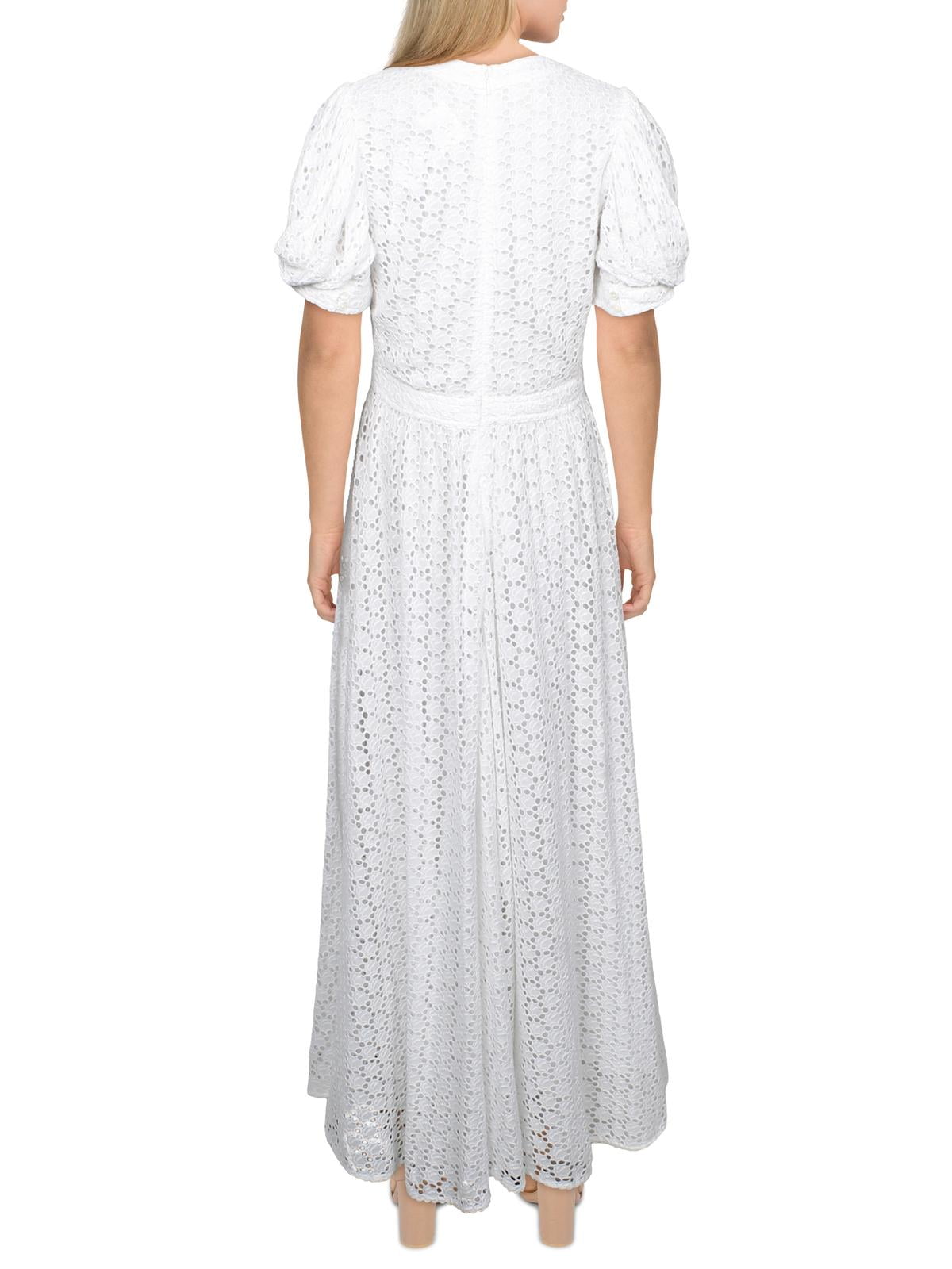 RALPH LAUREN MIDIワンピース WHITE LACE SLEEVE Polo Ralph Lauren Womens Eyelet Puff Sleeve Maxi Dress