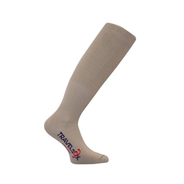 Travelsox Flight Travel Socks OTC Patented Graduated Compression, TS1000, Khaki, Small Unisex Sizing