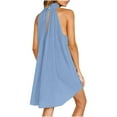 thumbnail image 6 of IROINNID Sleeveless Round Neckline Dress For Women Fashion Summer Casual Halter Irregular Hem Dress Solid Color Short Halter Dress, 6 of 9