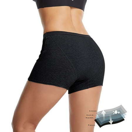 

TANGNADE panties for women Absorbent Boxer Underwear For All Day And Night Protection Black + XXL