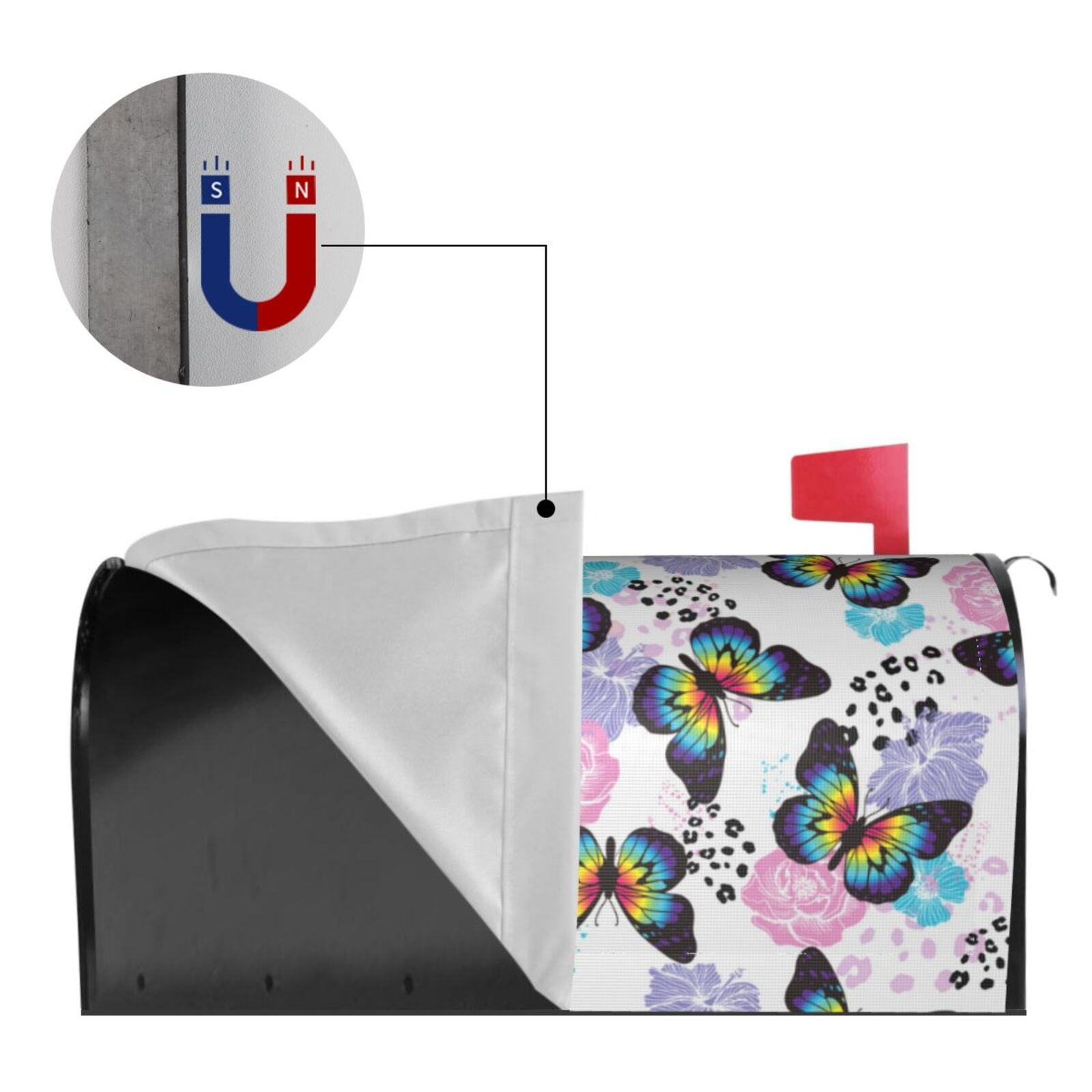 Logiee Bright Butterflies1 Print Post Letter Box Wrap Decor, Mailbox Cover Suitable for Standard Mailbox and Large Size Mailbox,Outdoor Yard Decoration-21x18 in