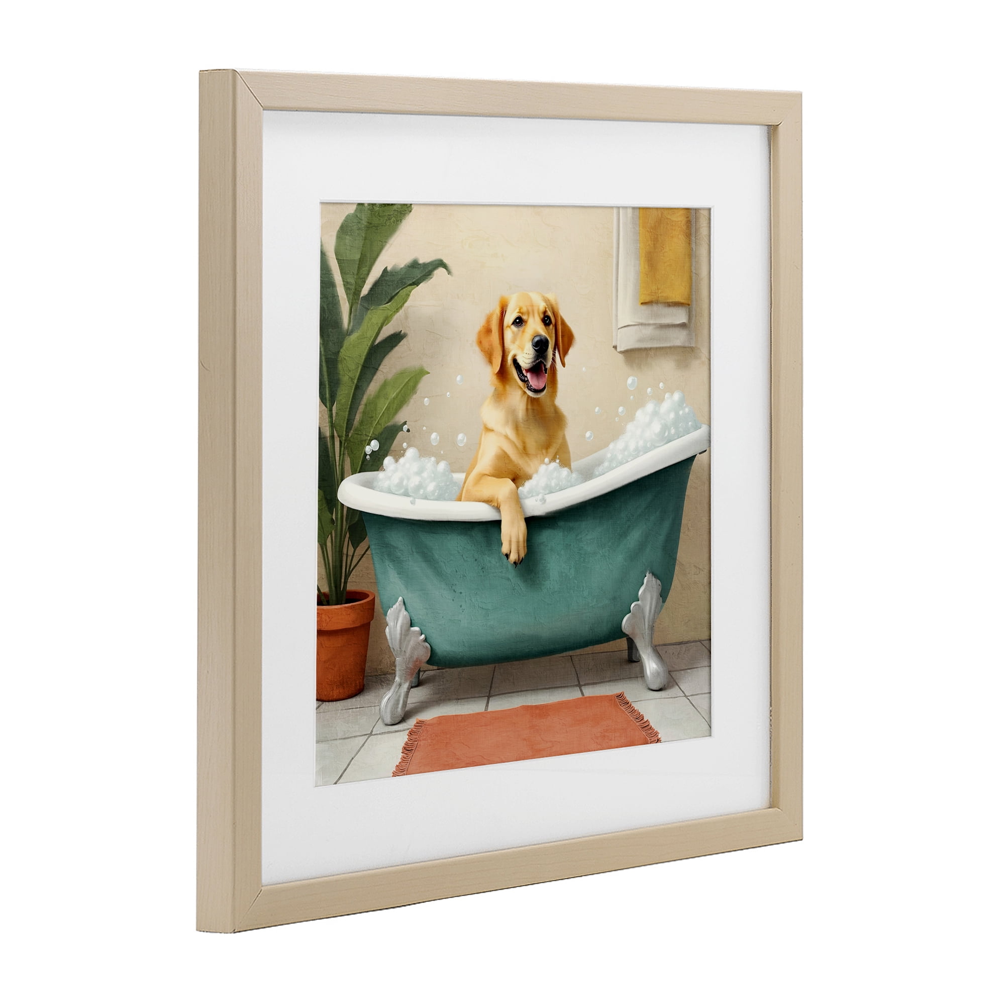 Stupell Industries Bubble Bath Labrador Dog Birch Framed Print Under Glass, design by Kim Allen