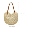 thumbnail image 4 of Tersarium Women Hand-woven Straw Shoulder Bag Summer Beach Handbag Fashion Straw Tote Bag, 4 of 11
