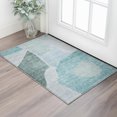 thumbnail image 2 of HomeRoots 655289 3 x 5 ft. Teal & Ivory Abstract Transitional Washable Machine Made Rectangle Area Rug with UV Protection, 2 of 9