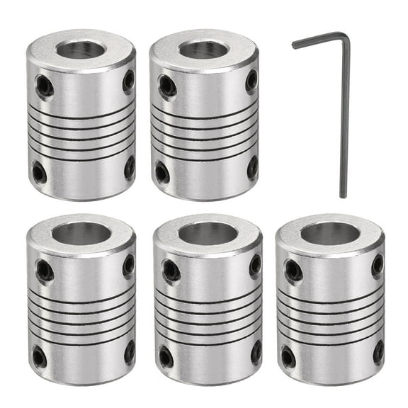 5 Packs Aluminum Alloy Shaft Coupling 8mm to 10mm, Flexible Coupling Motor Connector Joint (L25xD19)