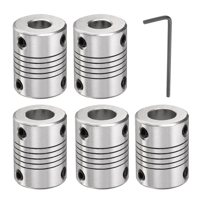 5 Paquetes de Acoplamiento de Eje de Aleación de Aluminio 8mm a 10mm, Conector de Motor Flexible (L25xD19)