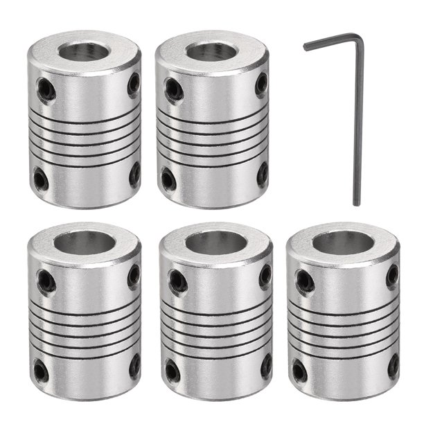 5 Paquetes de Acoplamiento de Eje de Aleación de Aluminio 8mm a 10mm, Conector de Motor Flexible (L25xD19)