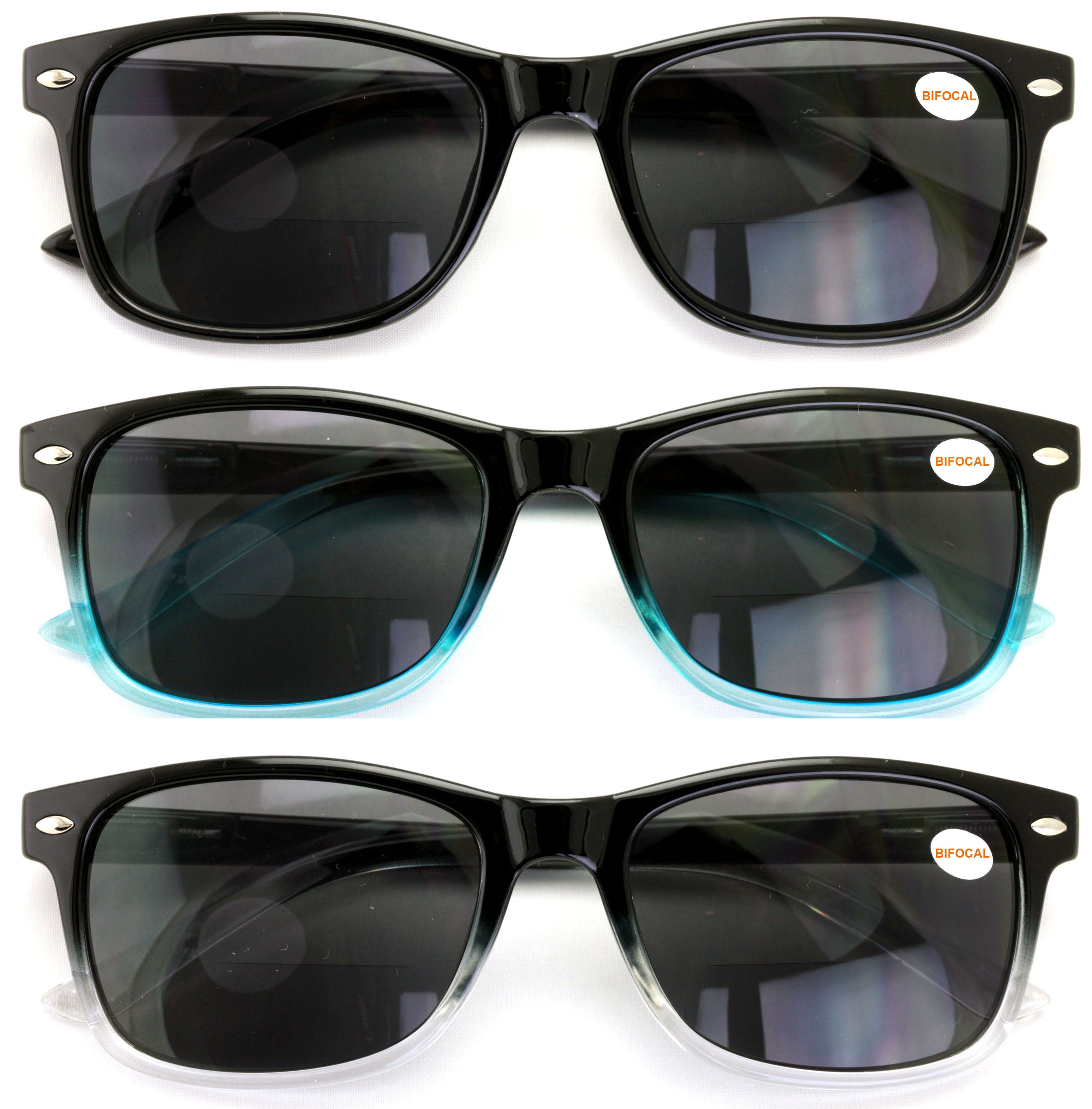 No Bifocal 3 Pair of Unisex Classic Reading Sunglasses for Men and Women 