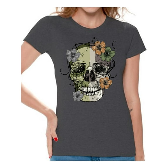 Awkward Styles Skull T-Shirt Floral Shirts for Women