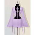 thumbnail image 2 of Mauve Purple Plunging V-Neck Mini Dress With Bell Sleeves And Twist Front Detail, 2 of 8