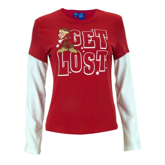 Snow White - Grumpy Get Lost Juniors 2Fer Long Sleeve T-Shirt - Large