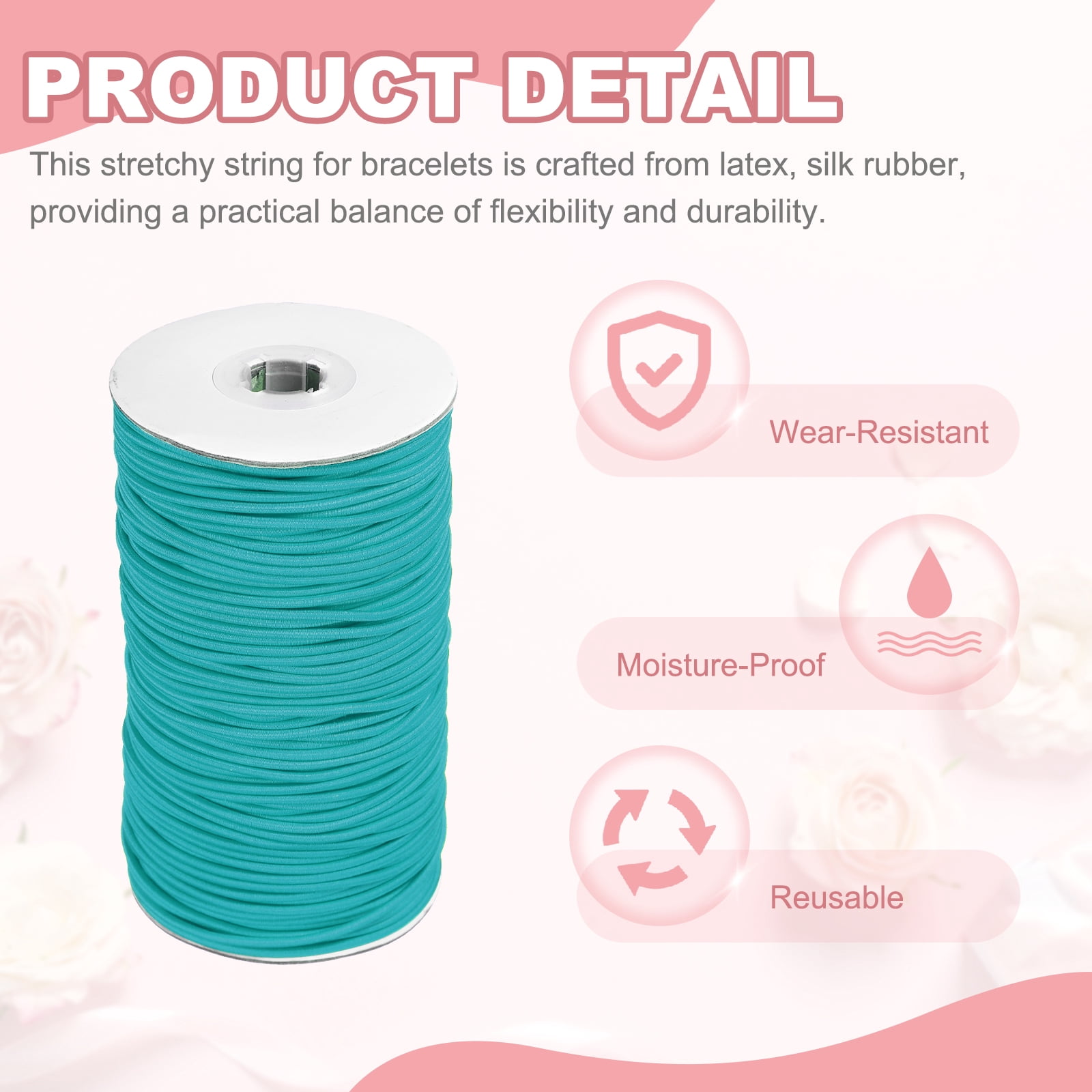 Uxcell Stretchy String for Bracelets, Elastic Crystal Thread Stretch Elastic Beading Cord 2.5mm & Turquoise-Fitting For(Bracelets/Sewing/Beading/Necklace/Jewelry Making/Crafts DIY)
