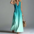 thumbnail image 5 of Guieoi Summer Dresses for Women under $10 Plus Size Flowy Buttoned Cotton-Linen Loose Pocket Sleeveless Printed Gradient Maxi Dress Green XXL, 5 of 7