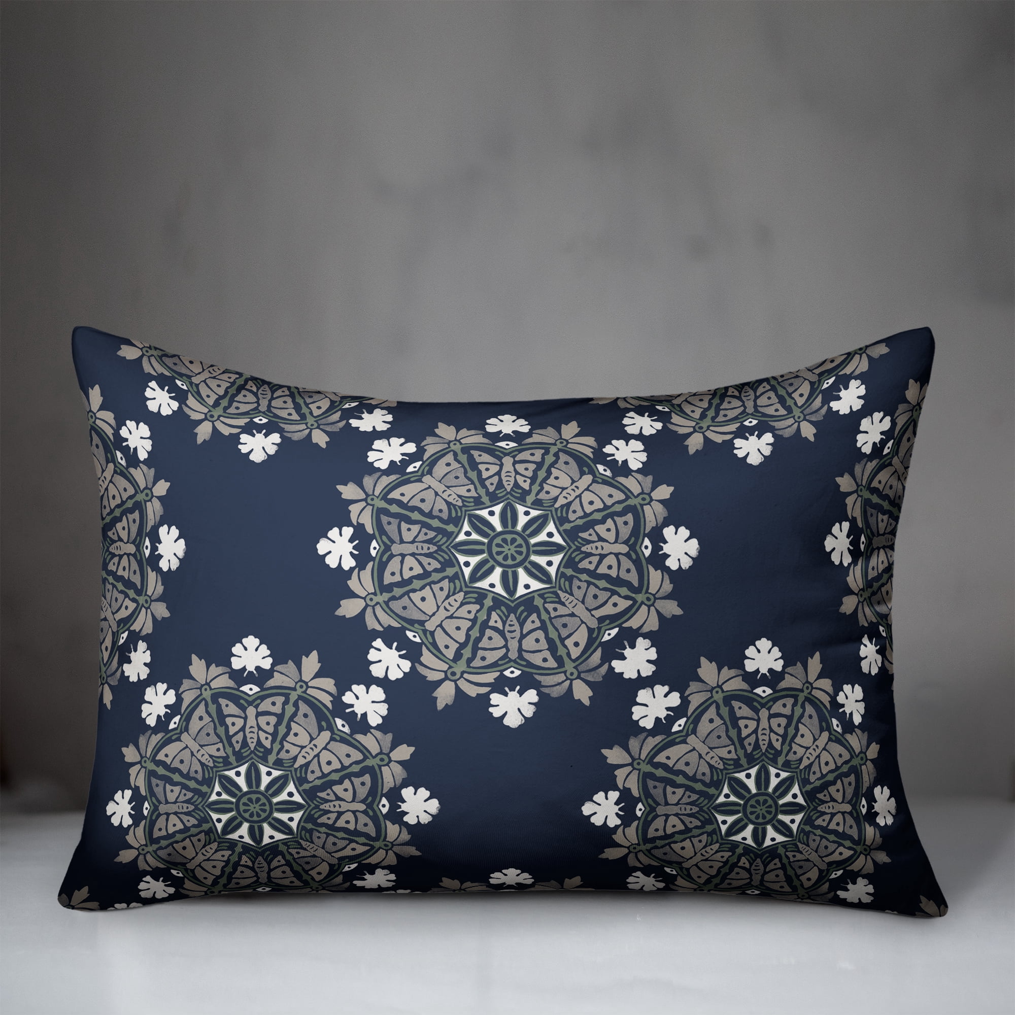 Creative Products Gray Medallions on Blue 14x20 Indoor / Outdoor Pillow