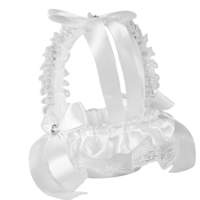 Cesta elegante para niña con flores de boda, mango cómodo, símbolo de amor, blanco europeo Estilo B Colcomx Cesta floral de boda