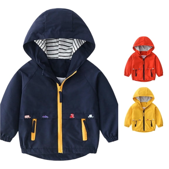 TBWNWG Boys Windbreaker Jacket Hooded Lightweight Outerwear Toddler Kids Casual School Coat Zip Pocket Outdoor Spring Autumn Activewear