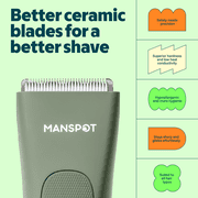 MANSPOT Manscape Body Hair Trimmer, Pubic Hair Trimmer for Men and Women, Waterproof Battery-Powered, with Extra Blade, 1 Piece