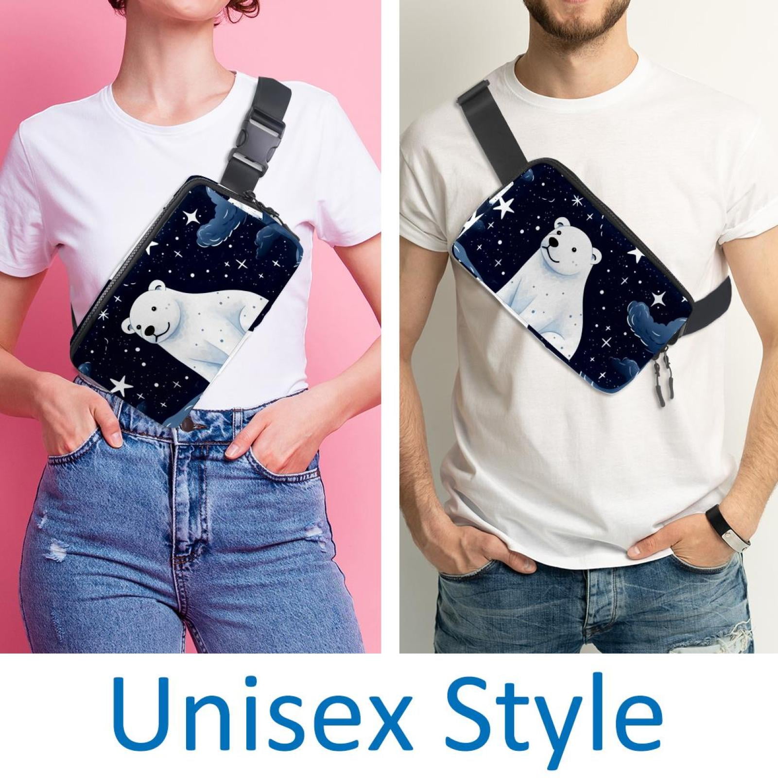Starry sky polar bear Lightweight Adjustable Fanny Pack with Extension Strap - Unisex Waist Packs Crossbody Bag