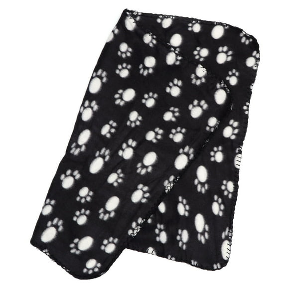 Toyandona Throw Blanket Dog for Pet Double-sided Fleece Black with White Paws 1Set