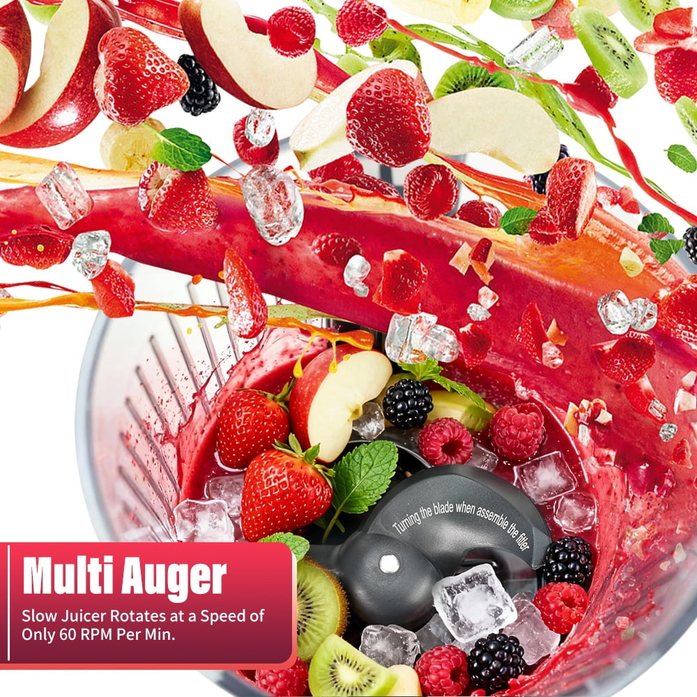 Cold Press Juicer, Kepeak Masticating Juicer with Wide Feed Chute, 200w Slow Juicer Machines