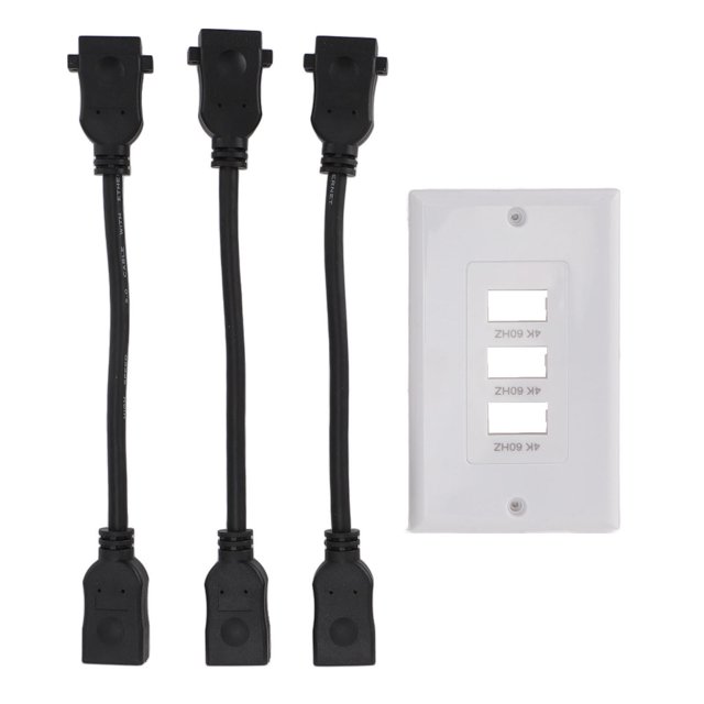 Placa de pared de interfaz multimedia HD ANGGREK 3 Puertos ABS 4K 60Hz Para oficina