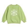 thumbnail image 4 of fnnxnal Girls Green Snowflake Print Crew Neck Sweatshirt CottonOversized Long Sleeve,Size 5-6T, 4 of 5