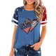 thumbnail image 1 of Top Plisado Gradiente de las Mujeres, Cuello de la Tripulación Manga Corta Blusa Suelta para el Hogar Y el Uso Diario, Ligera Túnica de Moda Casual, 1 of 2