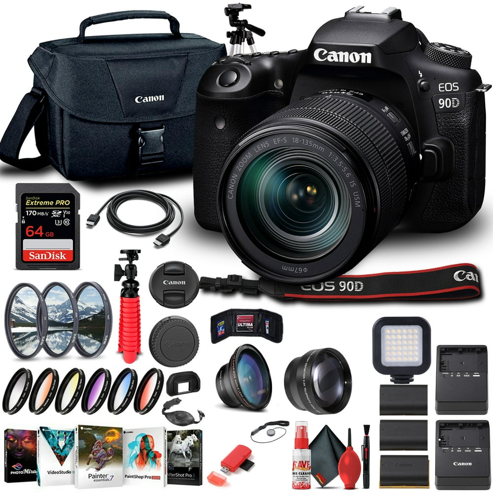 Canon EOS 90D DSLR Camera W/ 18135mm Lens 3616C016 Advanced Bundle