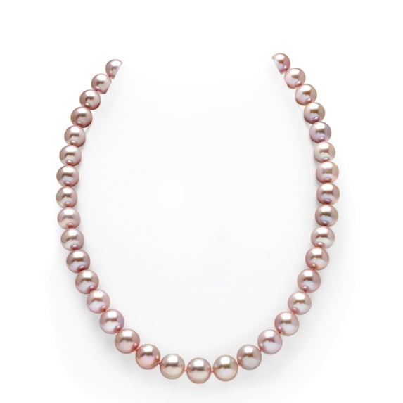 14K Gold 10-11mm AAAA Quality Pink Freshwater Cultured Pearl Necklace for Women in 24 Matinee Length