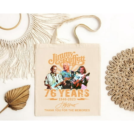vintage Jimmy Buffett 76 Years 1946  2023 Thank You For The Memories Tote Bag-TH17285