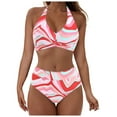 thumbnail image 2 of Qepwscx Womens Bikini Sets Plunging Neck Two Piece Halters Swimsuits Print High Waisted Bathing Suit Swim Suits 2025 Swimwear, 2 of 9