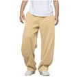 thumbnail image 2 of Boys Girls Cargo Trousers Kids Joggers Pants Comfy Casual Fashion Sweatpants with Pockets Elastic Waist Sport Pants for Gym Khaki 8-9 Years, 2 of 6