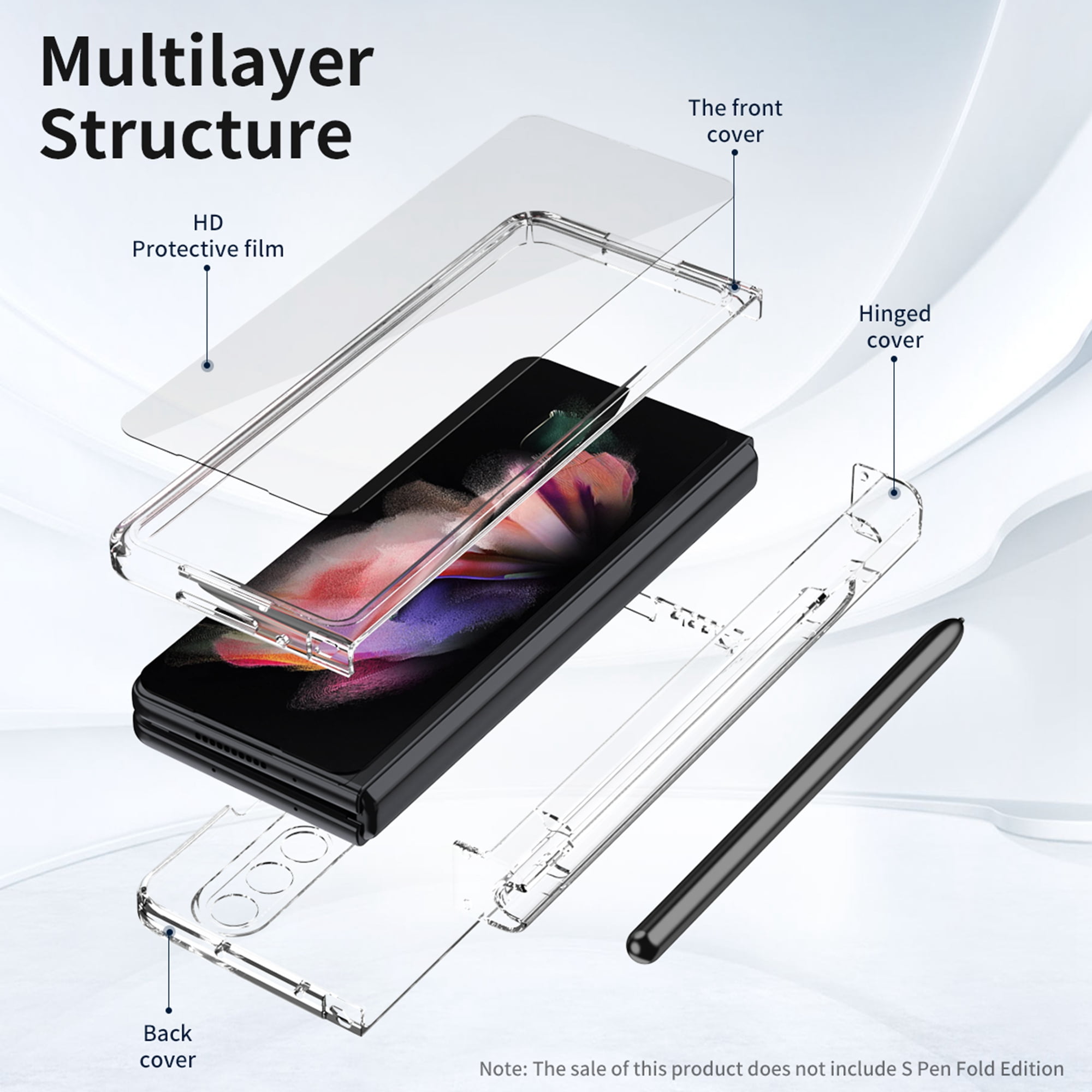 Samsung Galaxy Z Fold 3 Case with S-Pen Holder, Dteck Full Body