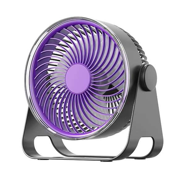 USB Desk Fan, Quiet Portable Fan, LED Light Cooling Fan, 5-Speed Adjustable 90° Tilt Personal Air Circulator for Home Office Bedroom(Purple)