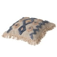 thumbnail image 5 of 16" Handwoven Cotton & Silk Throw Fringed Pillow Cover Embossed Zig Zag & Crossed Lines Design, 5 of 7