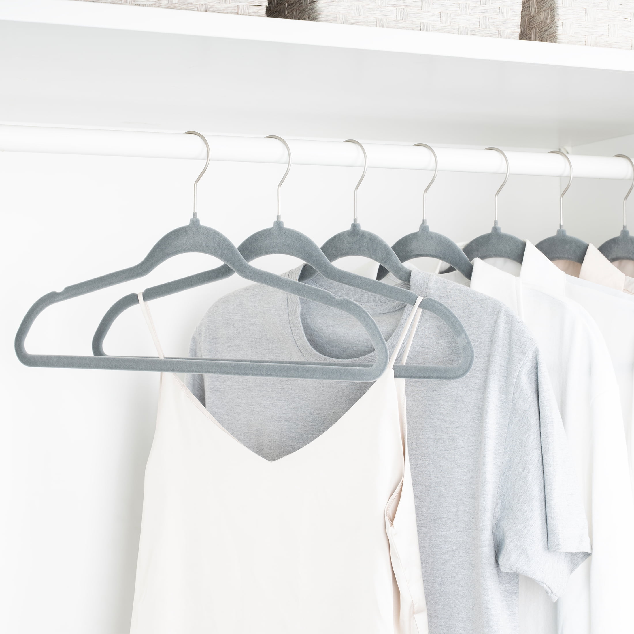 (3 pack) Better Homes & Gardens Non-Slip Gray Velvet Clothes Hangers 30-Pack