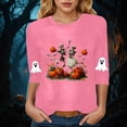 thumbnail image 2 of mgoYE Women Halloween Shirts Fall Spooky Season Doodle Graphic Short Sleeve Autumn Tops Blouse Woman Tshirts Size S, 2 of 5