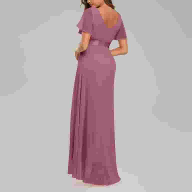V Neck Short Purple Maxi Long Bridesmaid Dress V Neck Short Purple Maxi Long Bridesmaid Dress